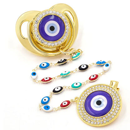Elegant Evil Eye Eye Pacifier & Chain Set