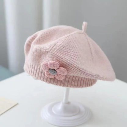 Beretto a maglia ricamato a fiori 
