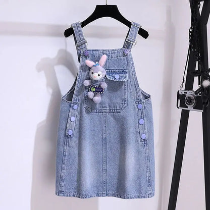 Girls’ Summer Denim Strap Dress Set