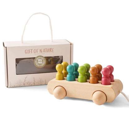 Juego de juguetes de tren de cumpleaños de madera