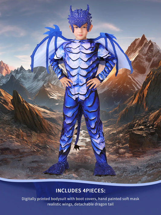 Disfraz de dragón azul para niños