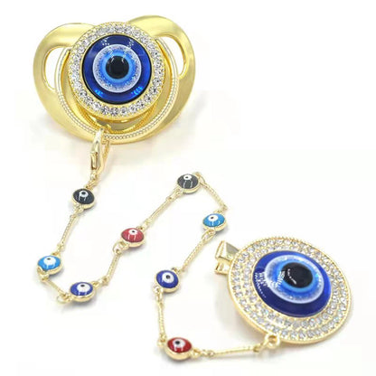Elegant Evil Eye Eye Pacifier & Chain Set