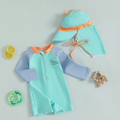 Traje de baño de bebés para niños con sombrero