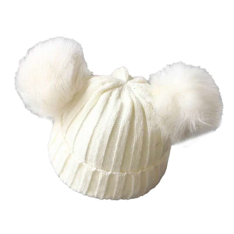 Doppio berretto a maglia Pom-Pom 