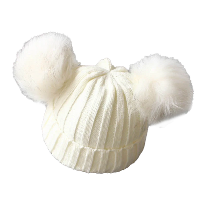 Doppio berretto a maglia Pom-Pom 