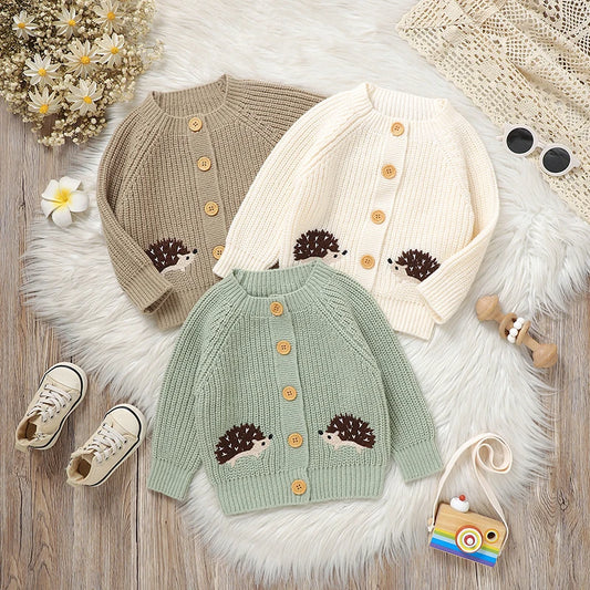 Twin Hedgehog Button-Up Cardigan 