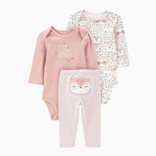 3pcs Baby Girl Conjunto de ropa de algodón de otoño