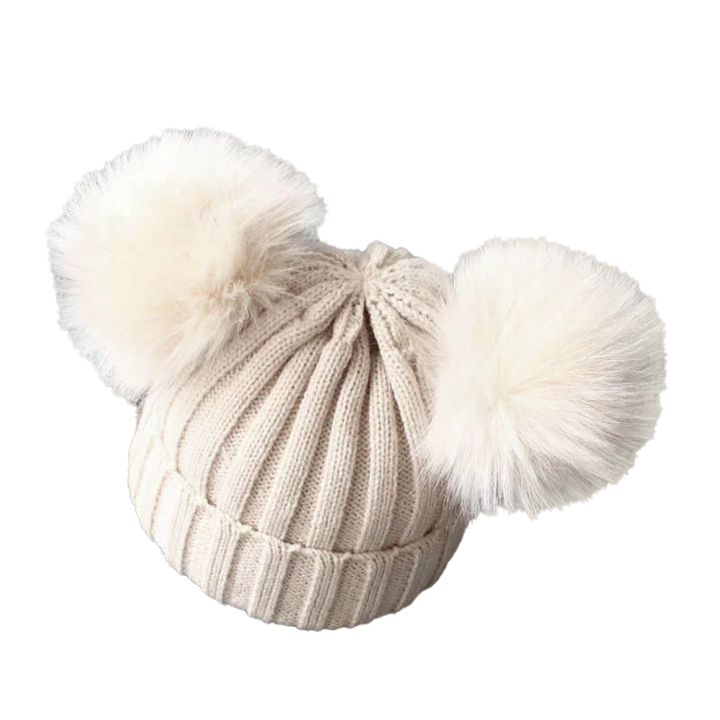 Doppio berretto a maglia Pom-Pom 