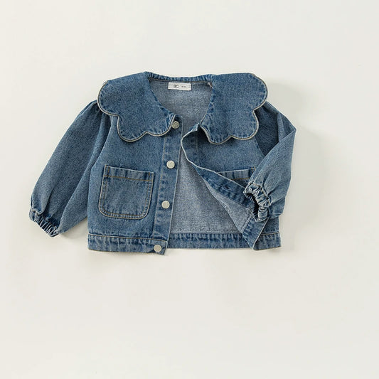 Chaqueta de volante de mezclilla elegante 