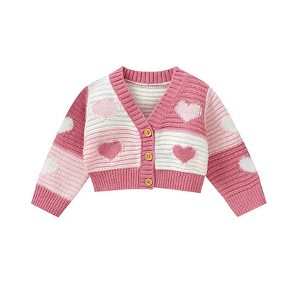 Cardigan a maglia a strisce rosa