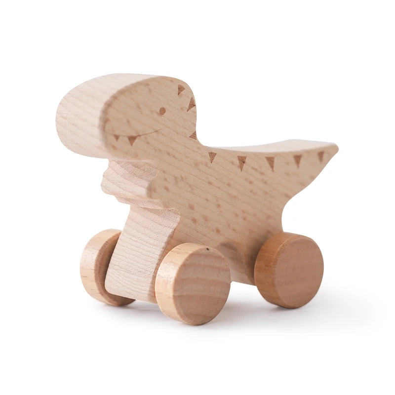 Set di giocattoli di dinosauro e veicolo in legno 
