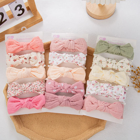 5 pezzi set di fascia di cotone mussola per bambini