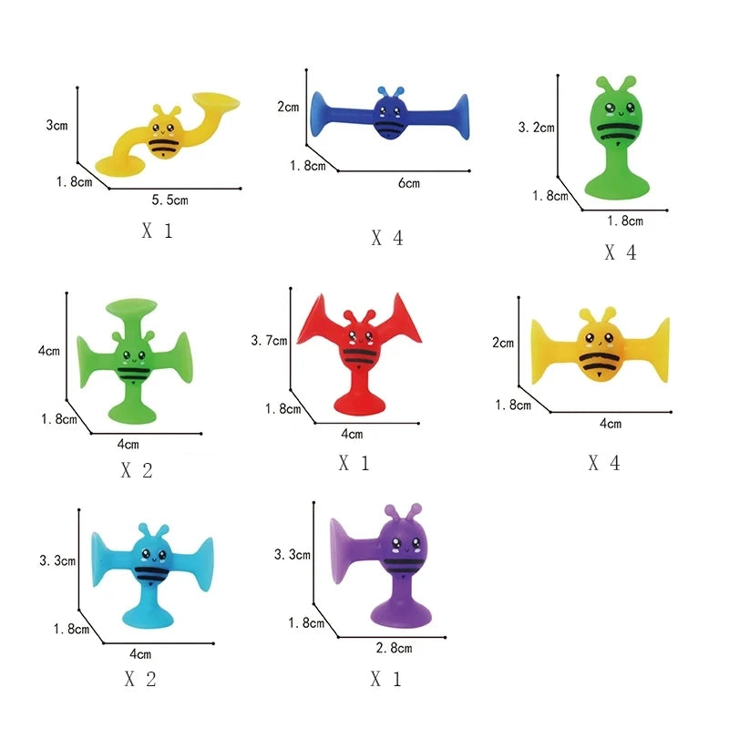 Coloridos juguetes de baño de taza de succión