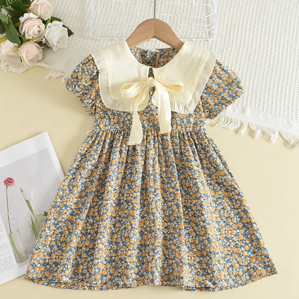 Abito ricamato alla crema vintage per ragazze