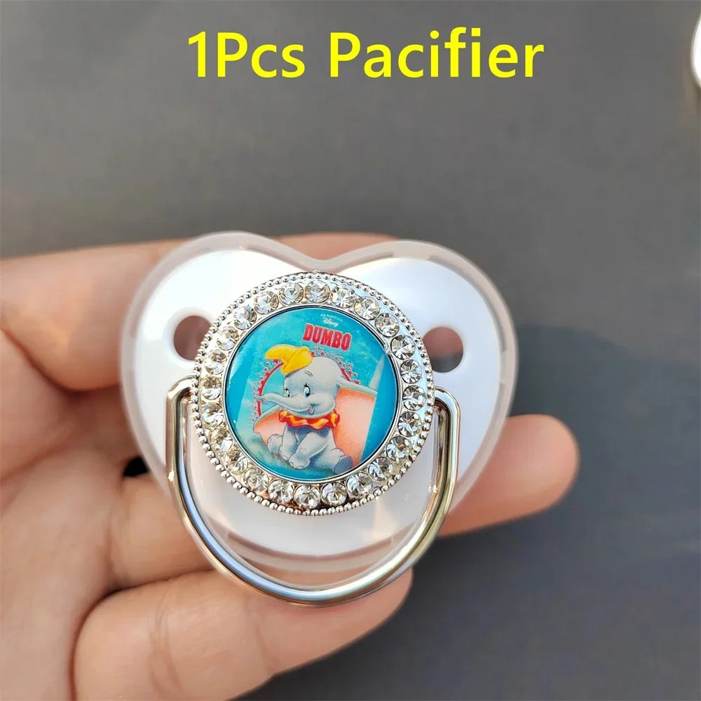 Dumbo Rhinestone Pacificier et chaîne