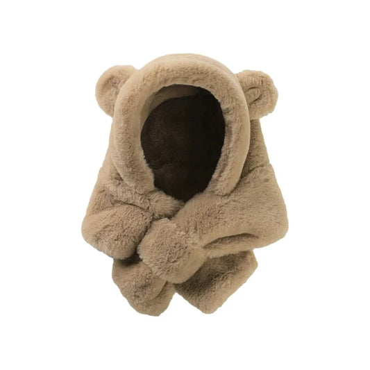 Cappelli auricolari per orsacchiotto peluche con sciarpa attaccata