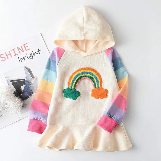 Abito con cappuccio arcobaleno per bambini