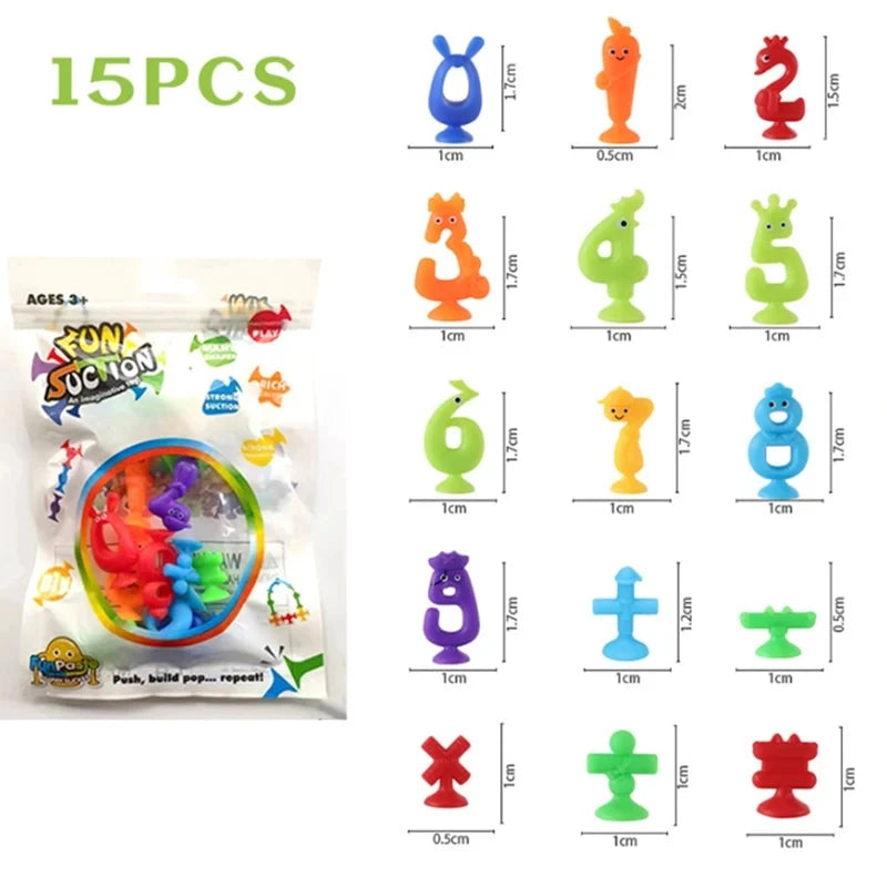 Coloridos juguetes de baño de taza de succión
