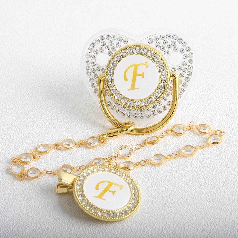 Lettera d'oro personalizzata BABY PICIFIER SET
