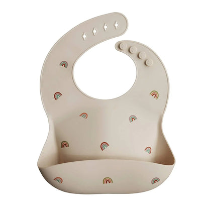 Bavaglini in silicone floreale beige e blu