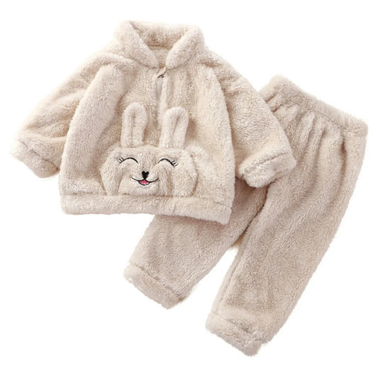 BEIGE Bunny Fleece Pigyam Set