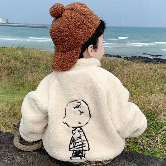 Boys' Plush Lamb Velvet Hoodie