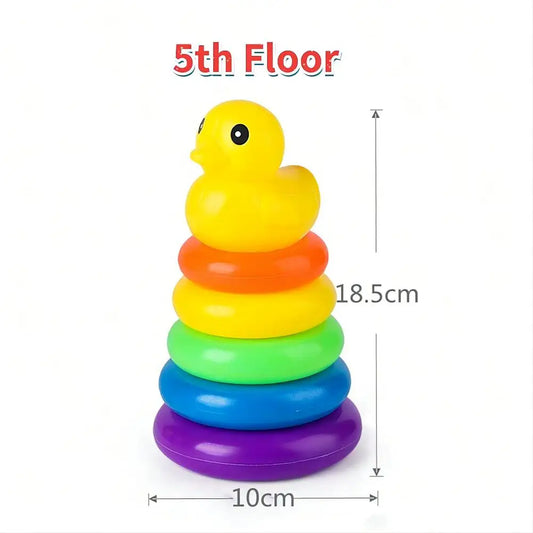 Torre de anillo de arcoiris con pato 