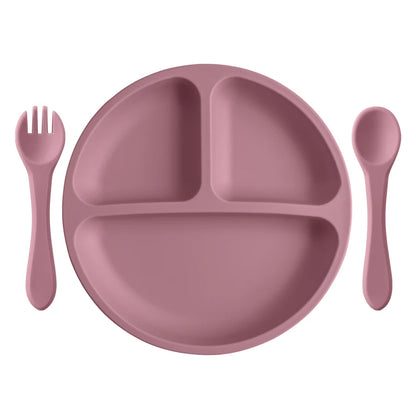 Set di stoviglie per bambini in silicone a 3 pezzi 