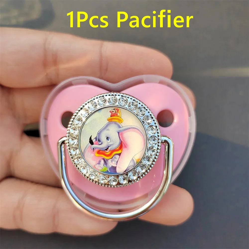 Dumbo Rhinestone Pacificier et chaîne