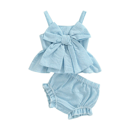 Blue Bow Baby Outfit