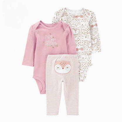 3pcs Baby Girl Conjunto de ropa de algodón de otoño