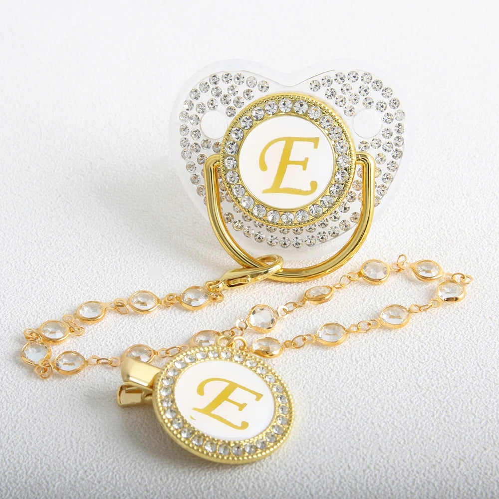 Lettera d'oro personalizzata BABY PICIFIER SET