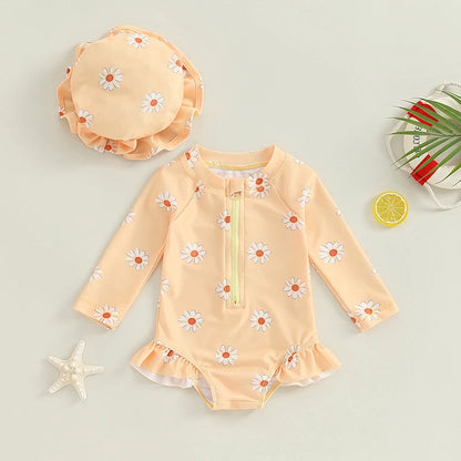 Costume da bagno per bambine con cappello 