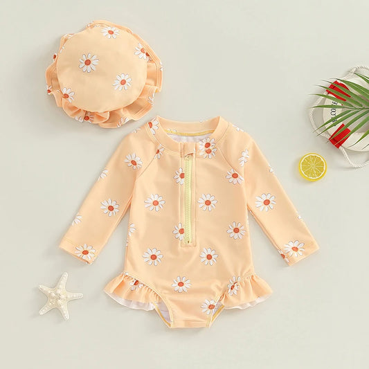 Costume da bagno per bambine con cappello 
