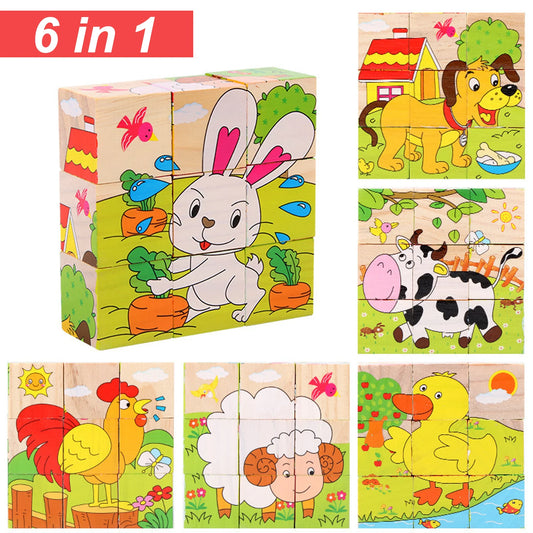 Blocchi di puzzle di animali in legno