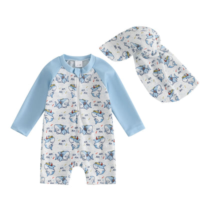 Costume da bagno dinosauro per bambini con cappello