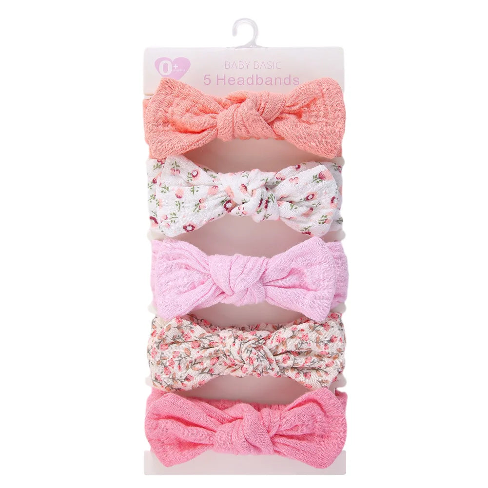 5 pezzi set di fascia di cotone mussola per bambini