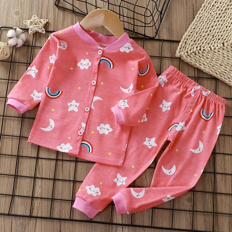 Colección de pijama de bebé impreso de dibujos animados
