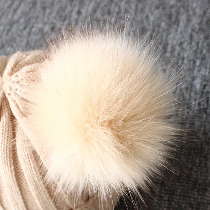 Doppio berretto a maglia Pom-Pom 