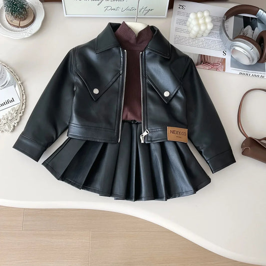Girls’ Faux Leather Two-Piece Set