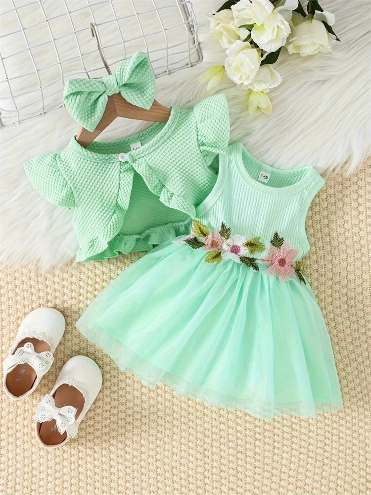 Set di abiti in tulle a fiore di pesca