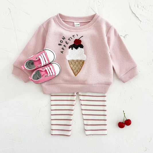 Outfit per bambini ricamato al gelato 