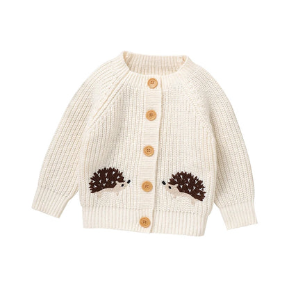 Twin Hedgehog Button-Up Cardigan 