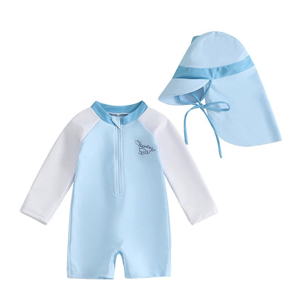 Traje de baño de bebés para niños con sombrero