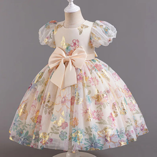 Bubble Sleeves Butterfly Princess Dress