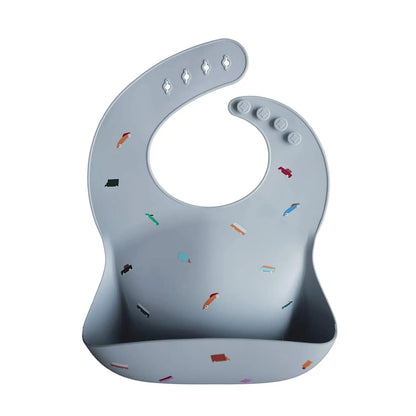 Bavaglini in silicone floreale beige e blu