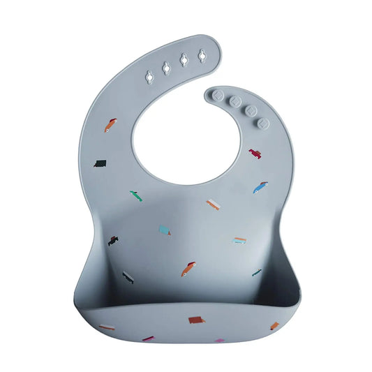Bavaglini in silicone floreale beige e blu