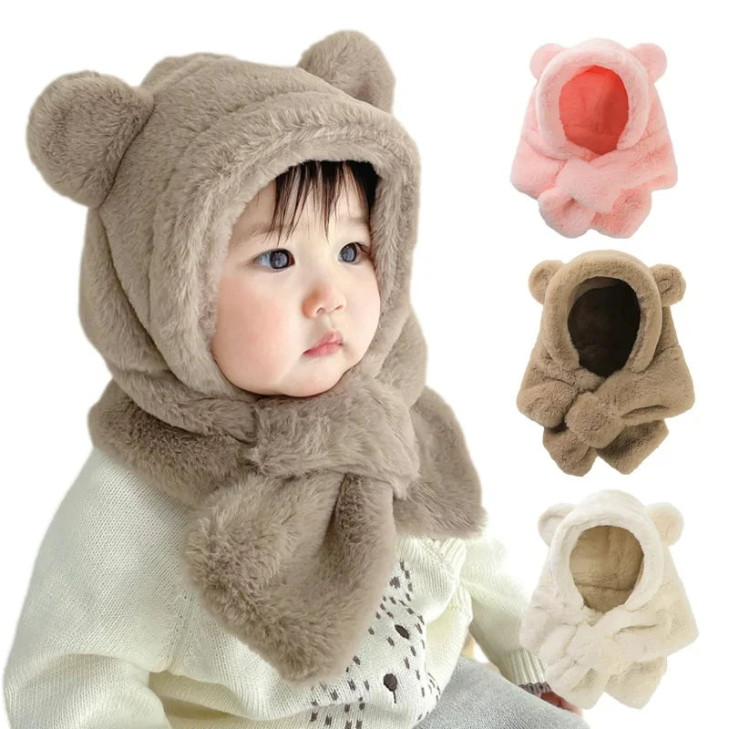 Cappelli auricolari per orsacchiotto peluche con sciarpa attaccata