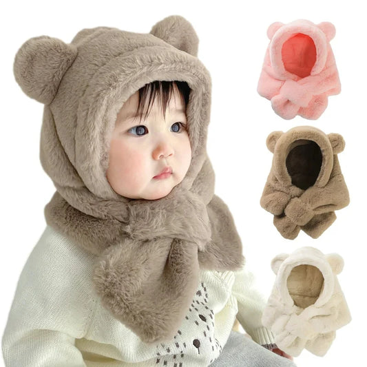 Cappelli auricolari per orsacchiotto peluche con sciarpa attaccata