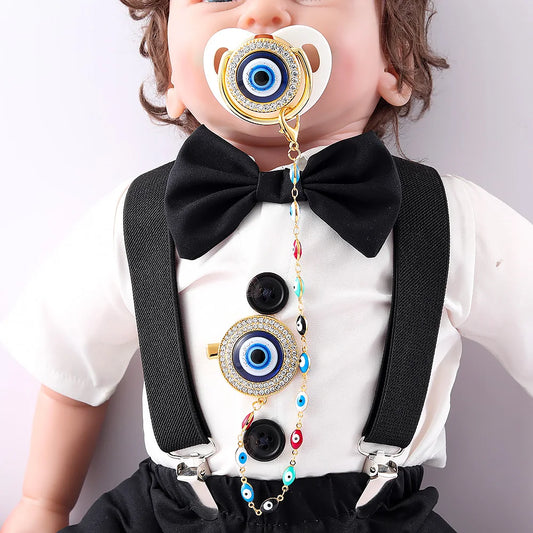 Elegante Pacifier de Evil Eye & Chain Set